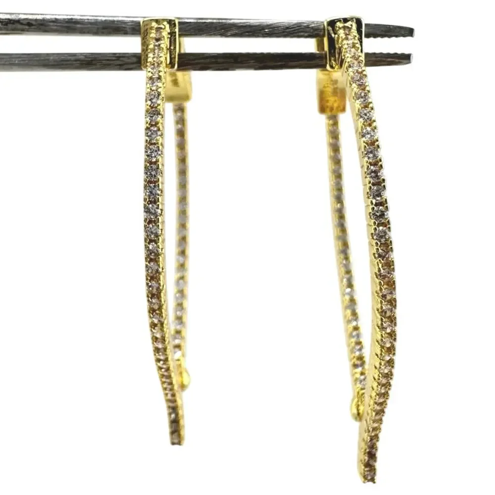 Cubic Zirconia Elegant Formal Inside Out Gold Tone Signed SW 1.5